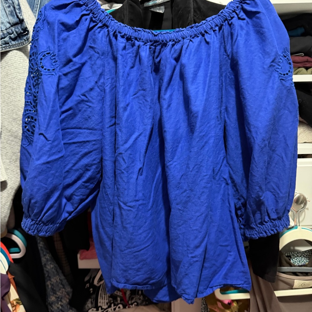Women's Off-Shoulder Peasant Top in Royal Blue